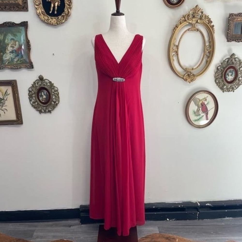 Vintage Lauren Ralph Lauren Evening Red‎ Pleated Gown Size 6